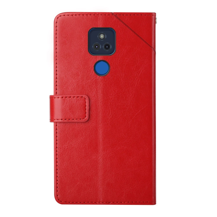 For Motorola Moto G Play 2021 Y Stitching Horizontal Flip Leather Phone Case with Holder & Card Slots & Wallet & Photo Frame