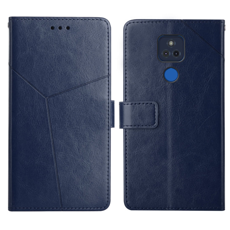 For Motorola Moto G Play 2021 Y Stitching Horizontal Flip Leather Phone Case with Holder & Card Slots & Wallet & Photo Frame