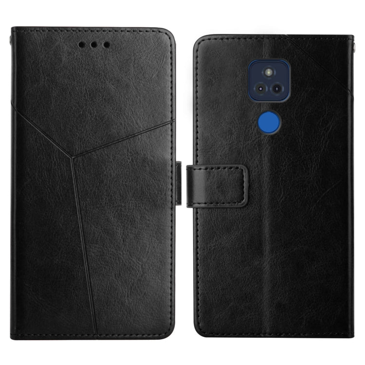 For Motorola Moto G Play 2021 Y Stitching Horizontal Flip Leather Phone Case with Holder & Card Slots & Wallet & Photo Frame
