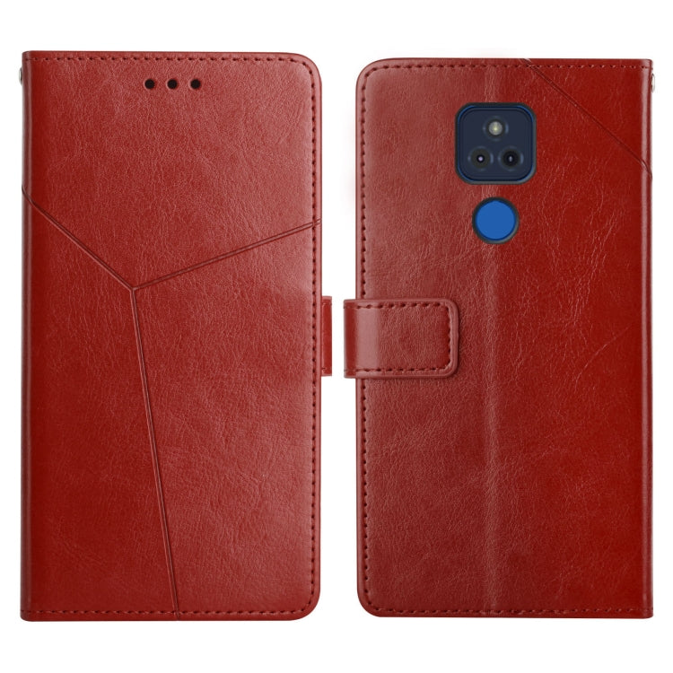 For Motorola Moto G Play 2021 Y Stitching Horizontal Flip Leather Phone Case with Holder & Card Slots & Wallet & Photo Frame