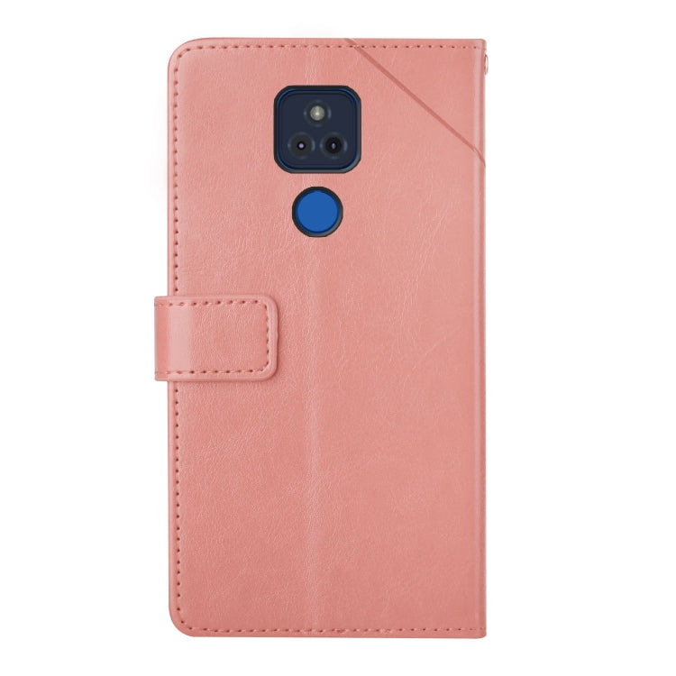 For Motorola Moto G Play 2021 Y Stitching Horizontal Flip Leather Phone Case with Holder & Card Slots & Wallet & Photo Frame