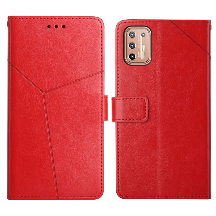 For Motorola Moto G9 Plus Y Stitching Horizontal Flip Leather Phone Case with Holder & Card Slots & Wallet & Photo Frame