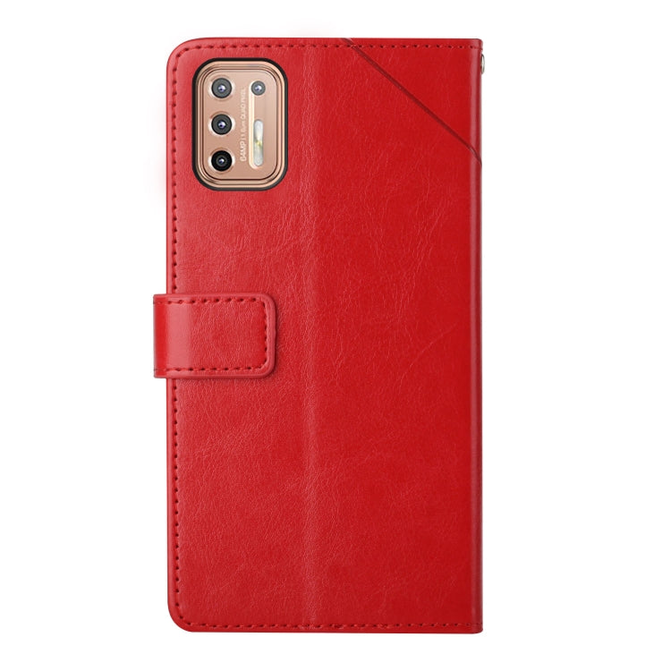 For Motorola Moto G9 Plus Y Stitching Horizontal Flip Leather Phone Case with Holder & Card Slots & Wallet & Photo Frame