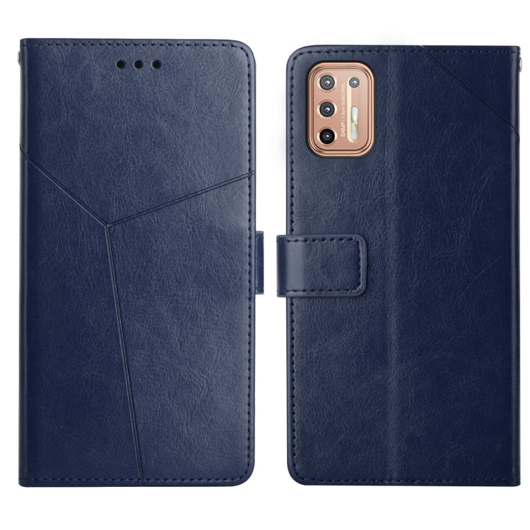 For Motorola Moto G9 Plus Y Stitching Horizontal Flip Leather Phone Case with Holder & Card Slots & Wallet & Photo Frame