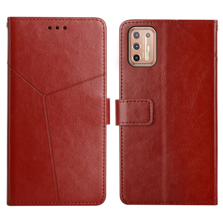For Motorola Moto G9 Plus Y Stitching Horizontal Flip Leather Phone Case with Holder & Card Slots & Wallet & Photo Frame