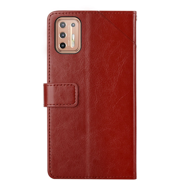 For Motorola Moto G9 Plus Y Stitching Horizontal Flip Leather Phone Case with Holder & Card Slots & Wallet & Photo Frame