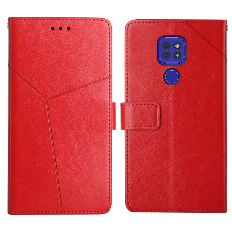 For Motorola Moto G9 / G9 Play Y Stitching Horizontal Flip Leather Phone Case with Holder & Card Slots & Wallet & Photo Frame