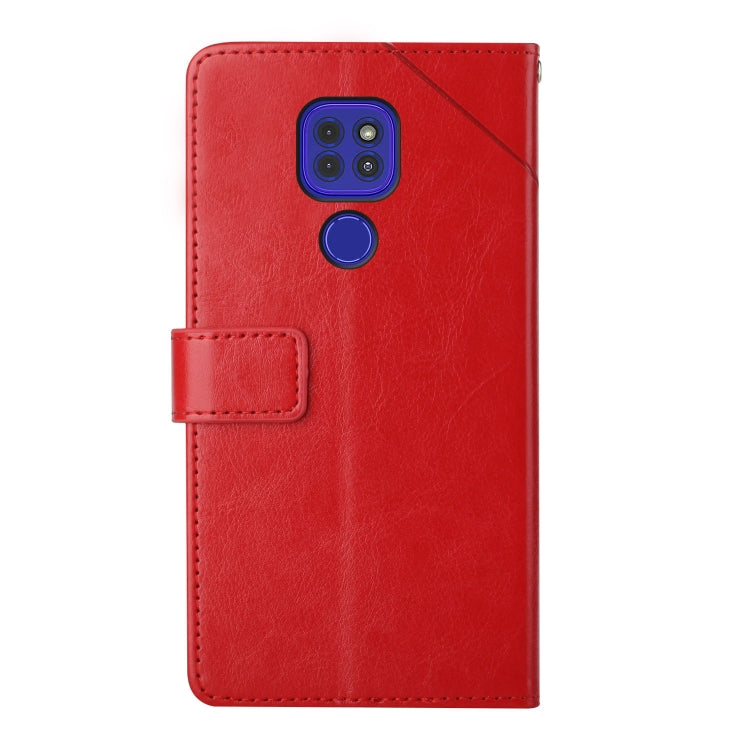 For Motorola Moto G9 / G9 Play Y Stitching Horizontal Flip Leather Phone Case with Holder & Card Slots & Wallet & Photo Frame