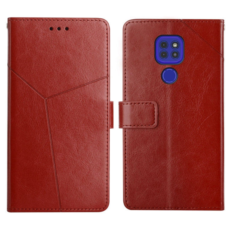 For Motorola Moto G9 / G9 Play Y Stitching Horizontal Flip Leather Phone Case with Holder & Card Slots & Wallet & Photo Frame