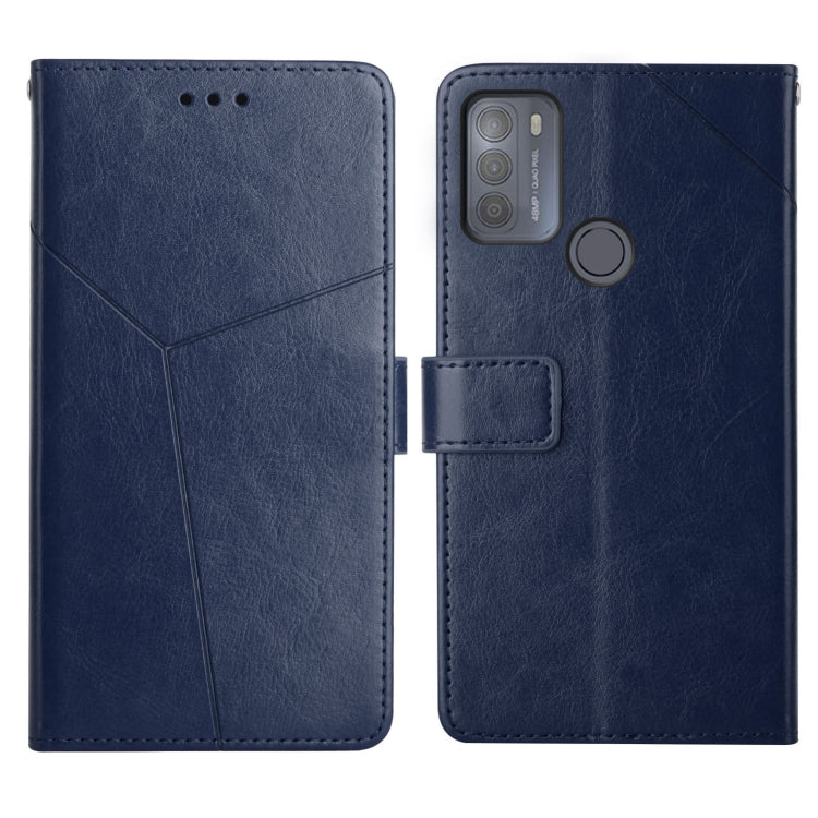 For Motorola Moto G50 Y Stitching Horizontal Flip Leather Phone Case with Holder & Card Slots & Wallet & Photo Frame