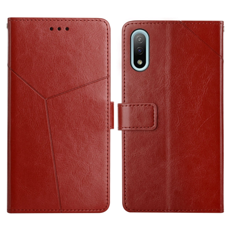 For Sony Xperia Ace II Y Stitching Horizontal Flip Leather Phone Case with Holder & Card Slots & Wallet & Photo Frame
