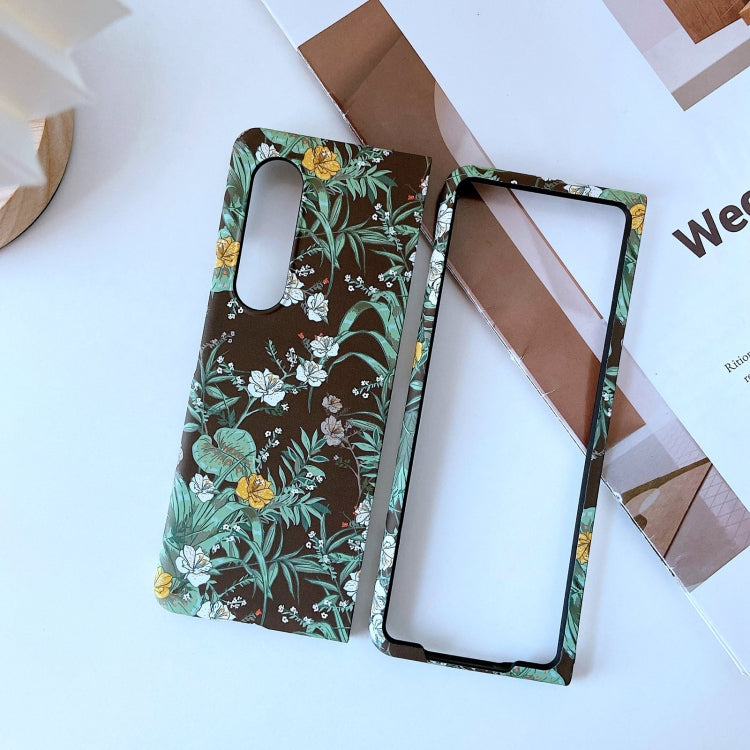 For Samsung Galaxy Z Fold3 5G Small Floral Shockproof PC + Water Paste Folding Phone Protective Case
