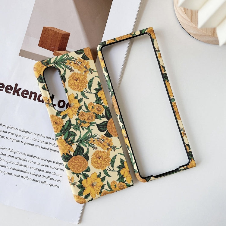 For Samsung Galaxy Z Fold3 5G Small Floral Shockproof PC + Water Paste Folding Phone Protective Case