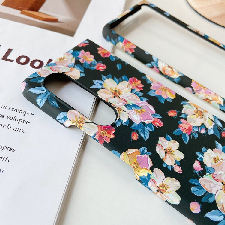 For Samsung Galaxy Z Fold3 5G Small Floral Shockproof PC + Water Paste Folding Phone Protective Case