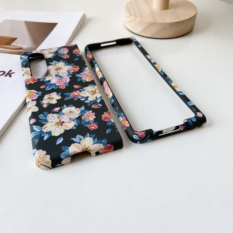 For Samsung Galaxy Z Fold3 5G Small Floral Shockproof PC + Water Paste Folding Phone Protective Case