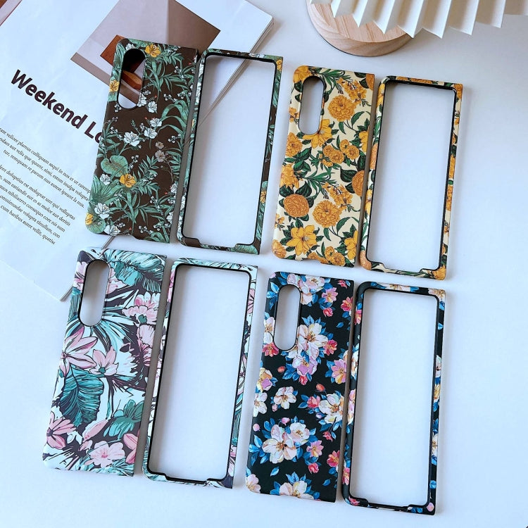 For Samsung Galaxy Z Fold3 5G Small Floral Shockproof PC + Water Paste Folding Phone Protective Case