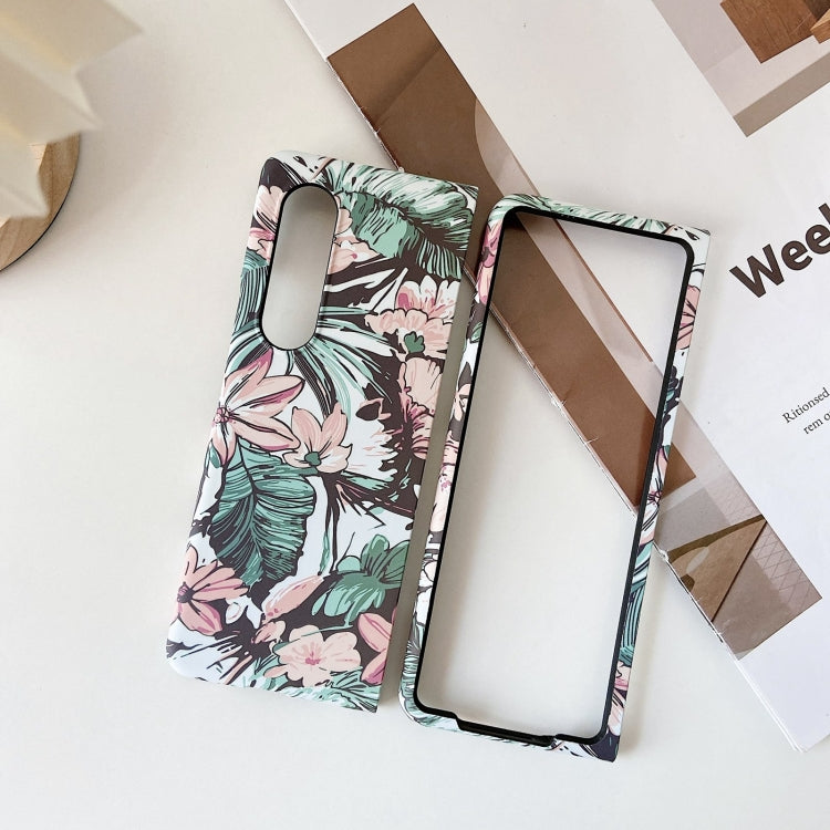For Samsung Galaxy Z Fold3 5G Small Floral Shockproof PC + Water Paste Folding Phone Protective Case