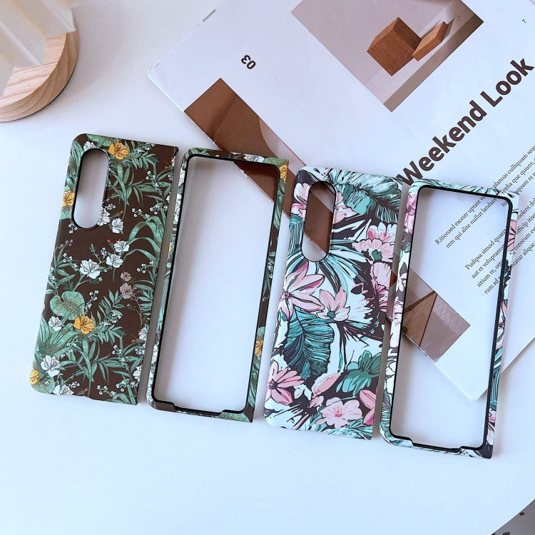 For Samsung Galaxy Z Fold3 5G Small Floral Shockproof PC + Water Paste Folding Phone Protective Case