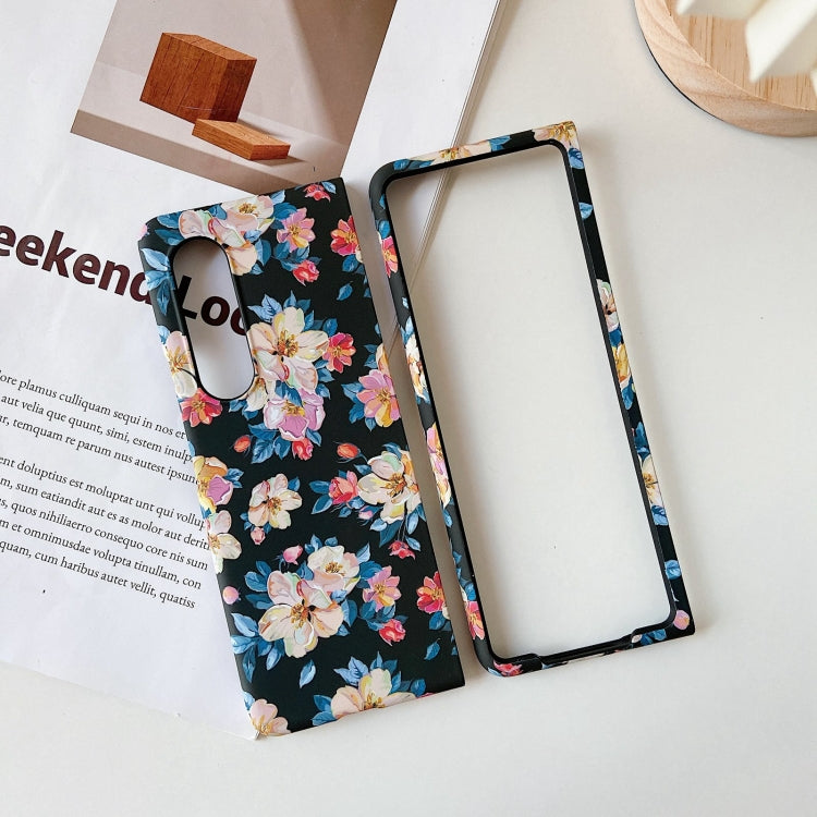For Samsung Galaxy Z Fold3 5G Small Floral Shockproof PC + Water Paste Folding Phone Protective Case