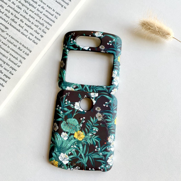 For Motorola Razr 5G Small Floral Shockproof PC + Water Paste Folding Phone Protective Case