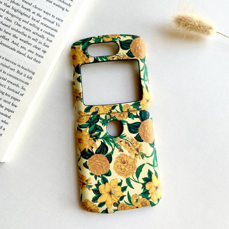 For Motorola Razr 5G Small Floral Shockproof PC + Water Paste Folding Phone Protective Case