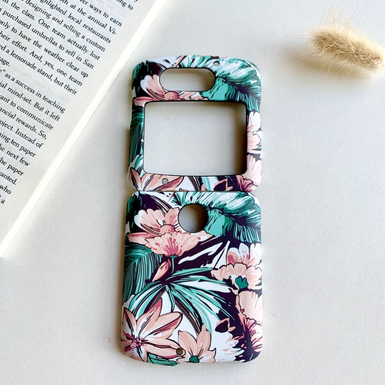 For Motorola Razr 5G Small Floral Shockproof PC + Water Paste Folding Phone Protective Case