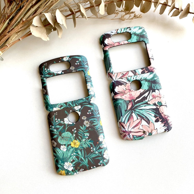 For Motorola Razr 5G Small Floral Shockproof PC + Water Paste Folding Phone Protective Case