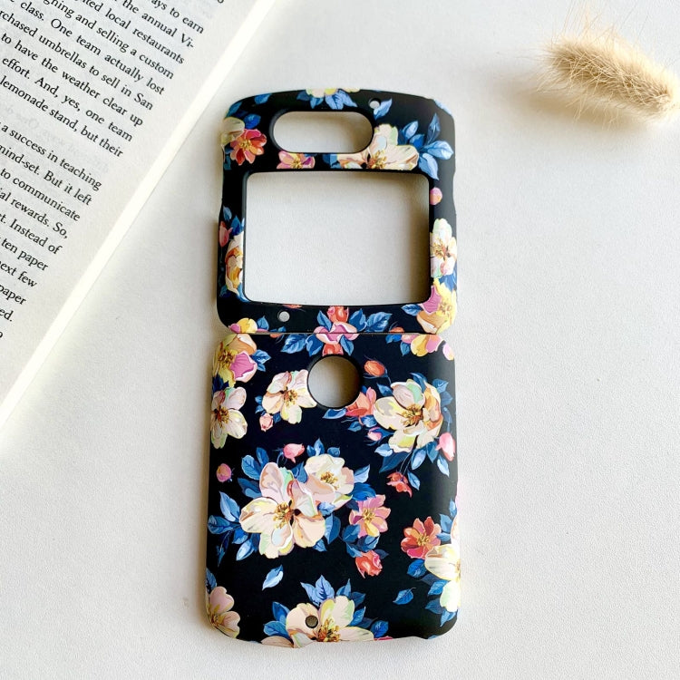 For Motorola Razr 5G Small Floral Shockproof PC + Water Paste Folding Phone Protective Case