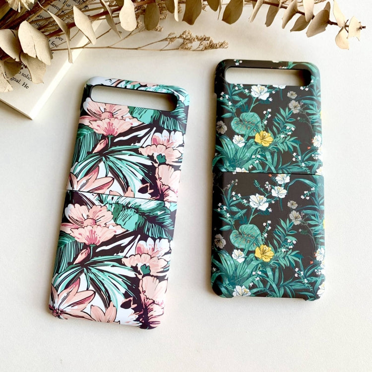 For Samsung Galaxy Z Flip Small Floral Shockproof PC + Water Paste Folding Phone Protective Case