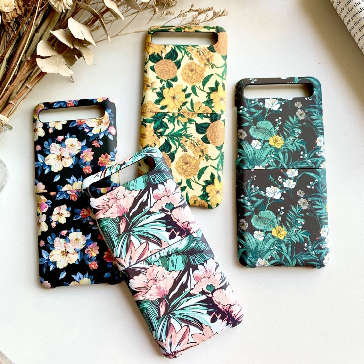 For Samsung Galaxy Z Flip Small Floral Shockproof PC + Water Paste Folding Phone Protective Case