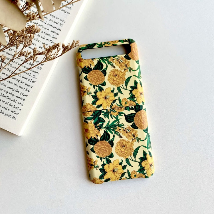 For Samsung Galaxy Z Flip Small Floral Shockproof PC + Water Paste Folding Phone Protective Case