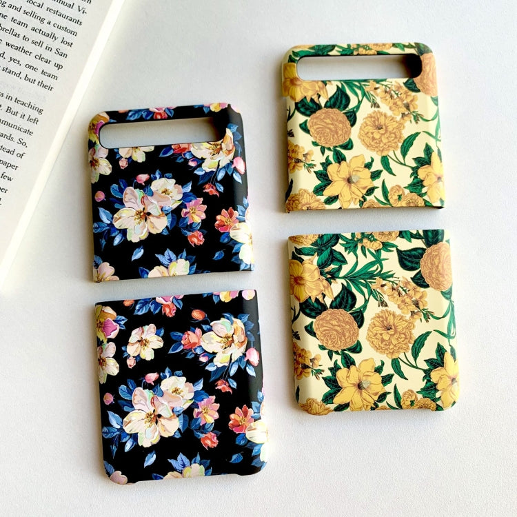 For Samsung Galaxy Z Flip Small Floral Shockproof PC + Water Paste Folding Phone Protective Case