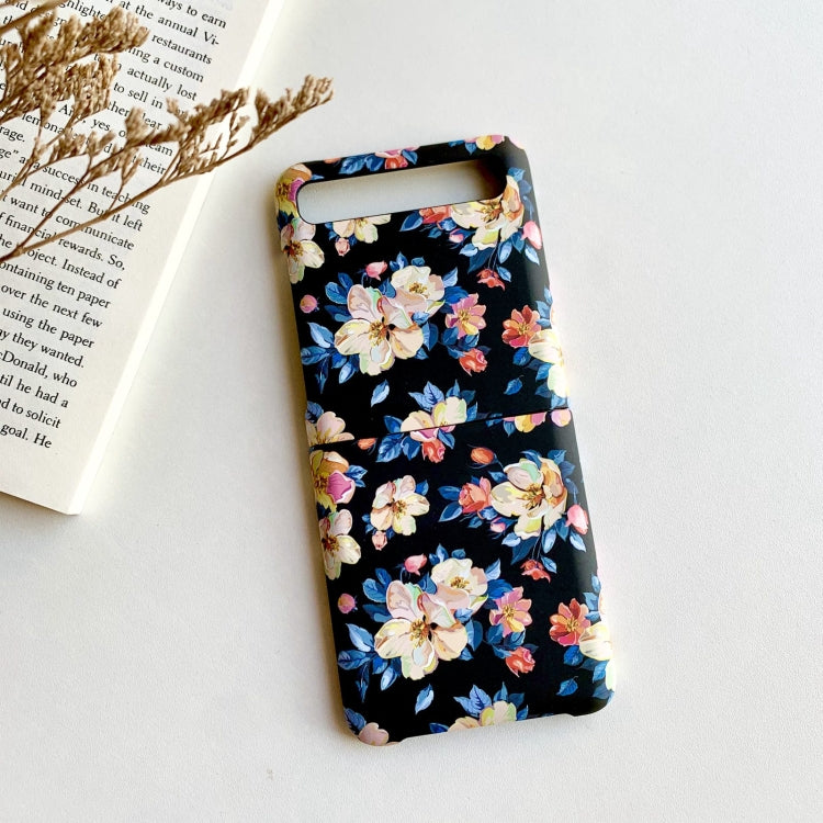 For Samsung Galaxy Z Flip Small Floral Shockproof PC + Water Paste Folding Phone Protective Case