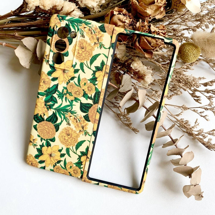 For Samsung Galaxy Z Fold2 5G Small Floral Shockproof PC + Water Paste Folding Phone Protective Case