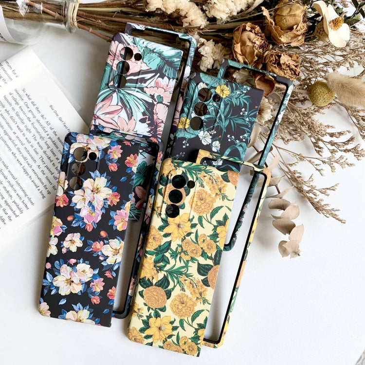 For Samsung Galaxy Z Fold2 5G Small Floral Shockproof PC + Water Paste Folding Phone Protective Case