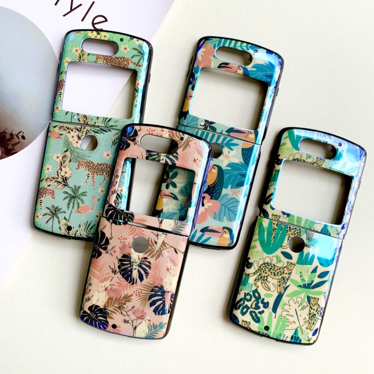For Motorola Razr 5G IMD Blue Light Jungle Flowers Pattern Folding Phone Protective Case