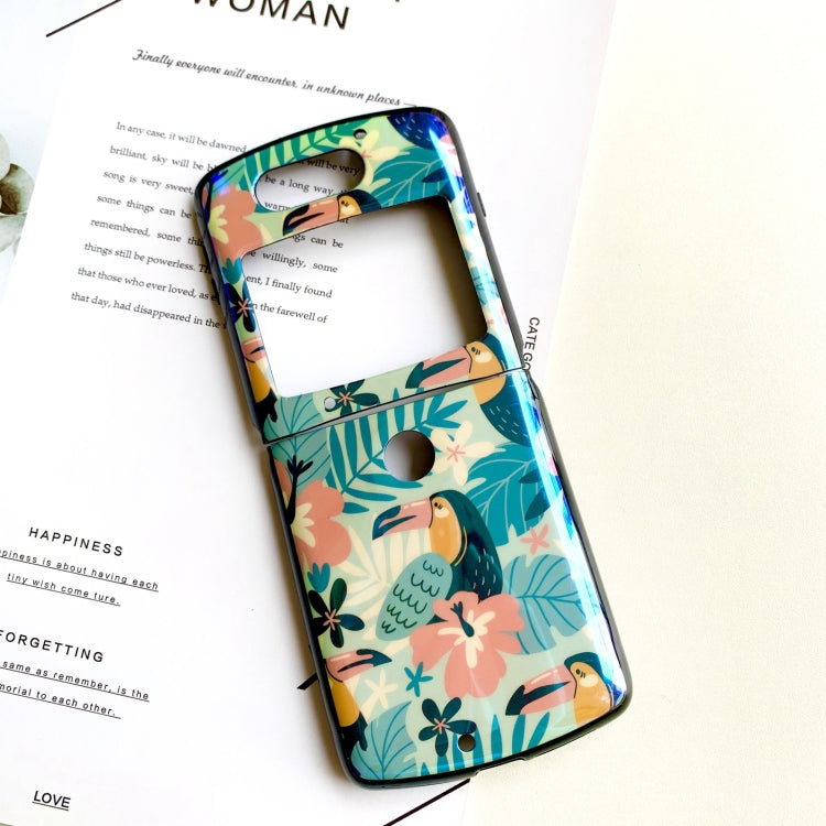 For Motorola Razr 5G IMD Blue Light Jungle Flowers Pattern Folding Phone Protective Case