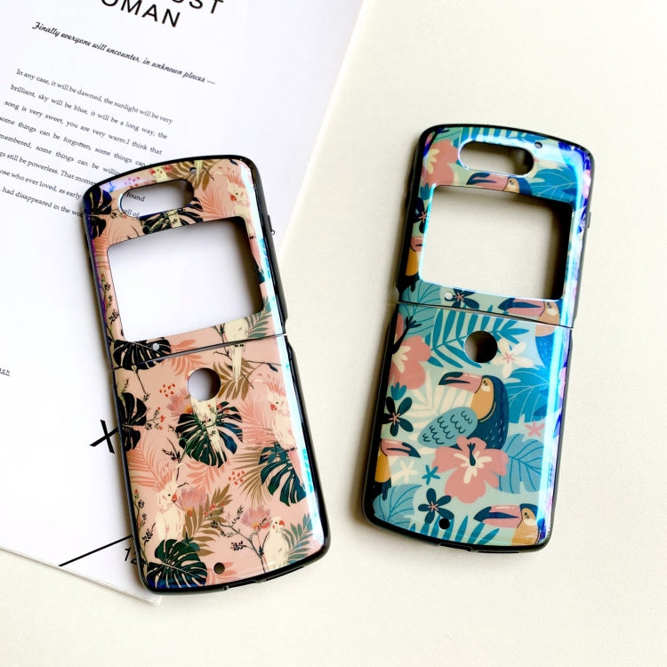 For Motorola Razr 5G IMD Blue Light Jungle Flowers Pattern Folding Phone Protective Case