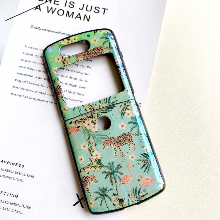 For Motorola Razr 5G IMD Blue Light Jungle Flowers Pattern Folding Phone Protective Case