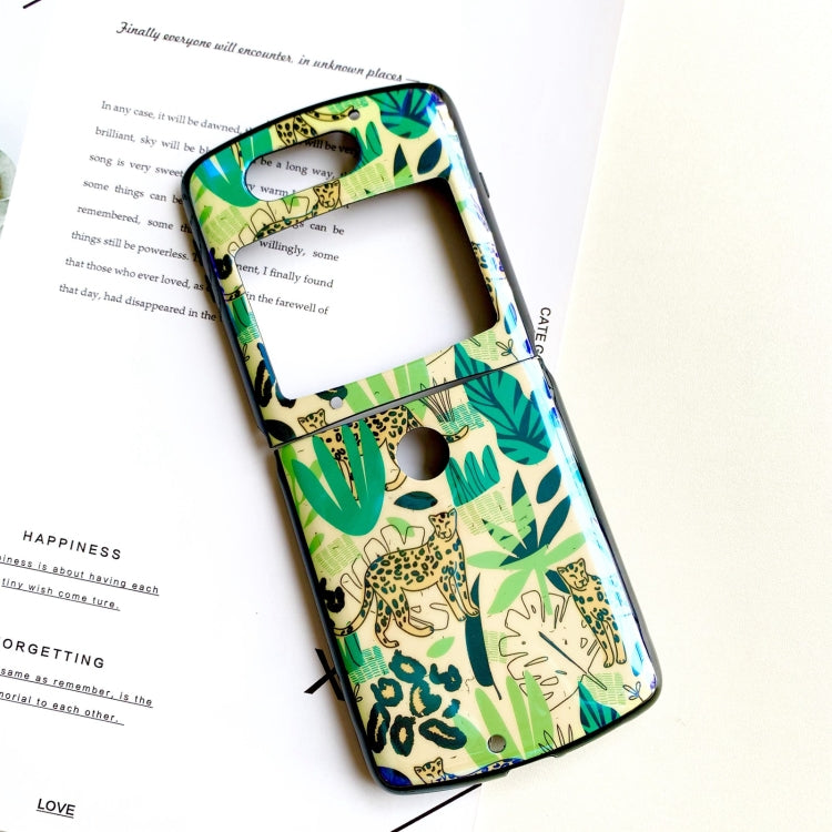 For Motorola Razr 5G IMD Blue Light Jungle Flowers Pattern Folding Phone Protective Case