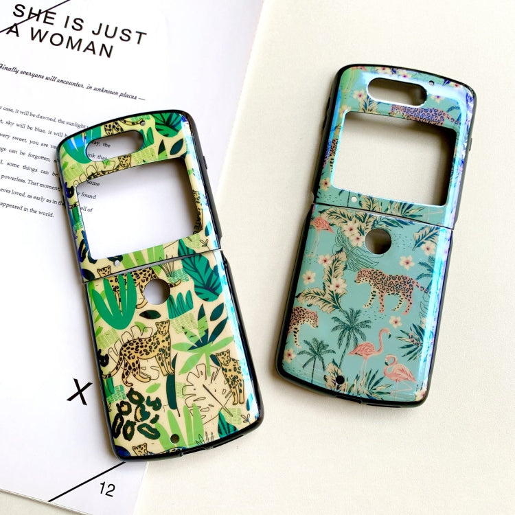 For Motorola Razr 5G IMD Blue Light Jungle Flowers Pattern Folding Phone Protective Case