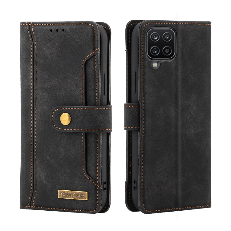 For Samsung Galaxy A12 Copper Buckle Horizontal Flip Leather Phone Case with Holder & Card Slots & Wallet
