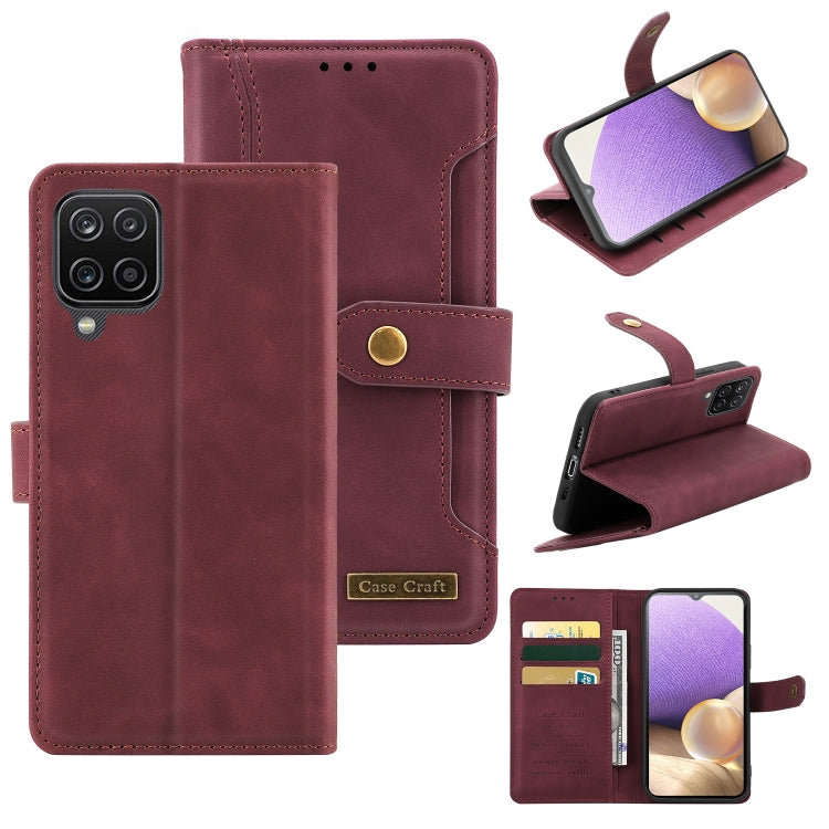 For Samsung Galaxy A12 Copper Buckle Horizontal Flip Leather Phone Case with Holder & Card Slots & Wallet