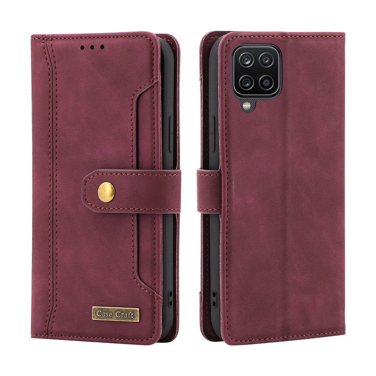 For Samsung Galaxy A12 Copper Buckle Horizontal Flip Leather Phone Case with Holder & Card Slots & Wallet