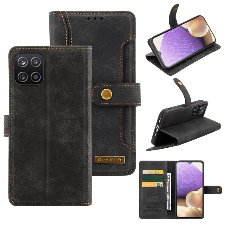 For Samsung Galaxy A22 Copper Buckle Horizontal Flip Leather Phone Case with Holder & Card Slots & Wallet