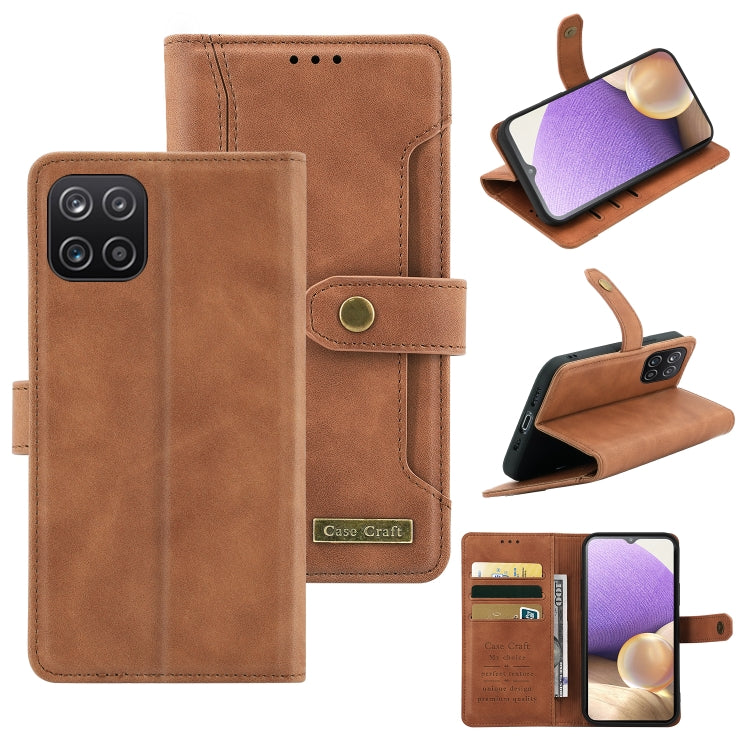 For Samsung Galaxy A22 Copper Buckle Horizontal Flip Leather Phone Case with Holder & Card Slots & Wallet