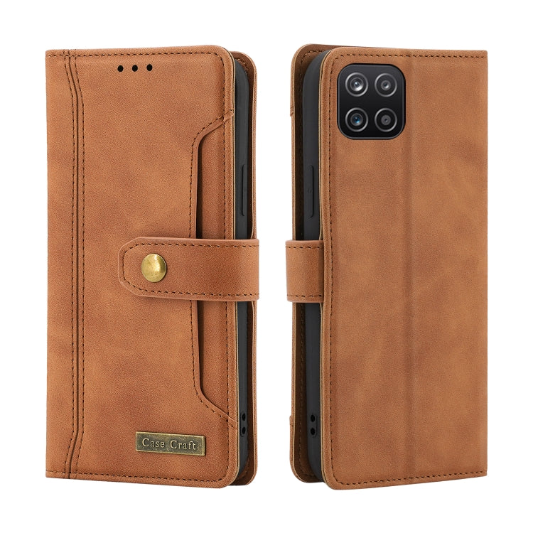 For Samsung Galaxy A22 Copper Buckle Horizontal Flip Leather Phone Case with Holder & Card Slots & Wallet