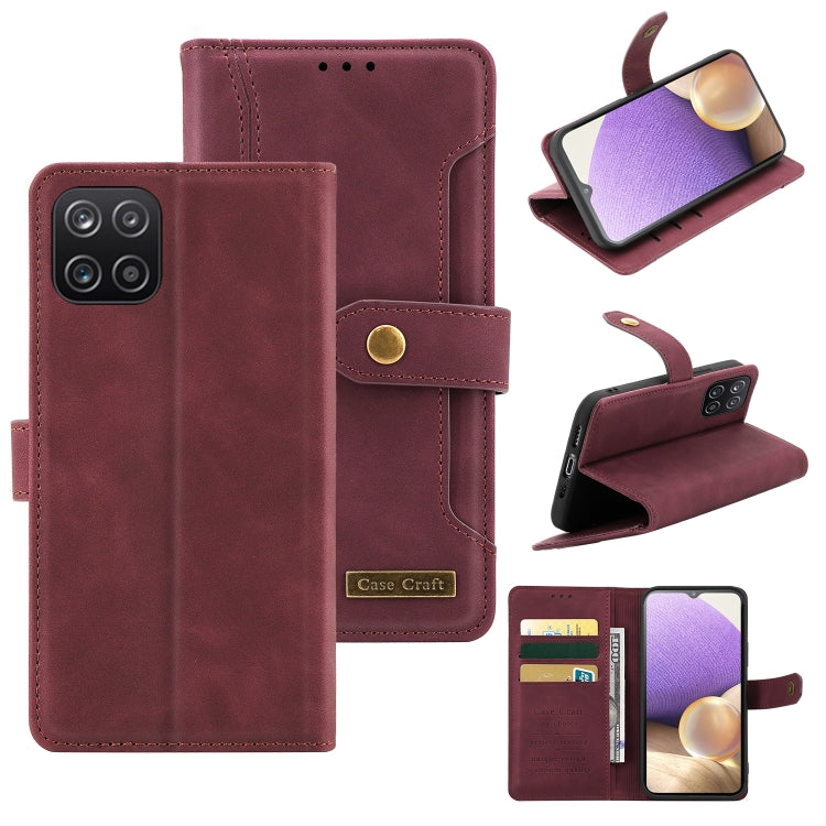 For Samsung Galaxy A22 Copper Buckle Horizontal Flip Leather Phone Case with Holder & Card Slots & Wallet