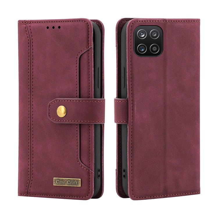 For Samsung Galaxy A22 Copper Buckle Horizontal Flip Leather Phone Case with Holder & Card Slots & Wallet