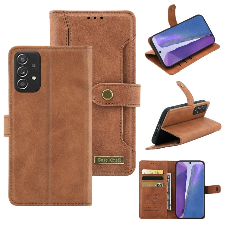 For Samsung Galaxy A52 5G / 4G Copper Buckle Horizontal Flip Leather Phone Case with Holder & Card Slots & Wallet